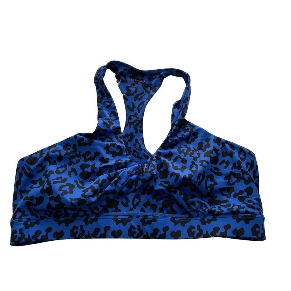 Rebdolls In The Details Cutout Blue Leopard Print Padded Sports Bra - 2X